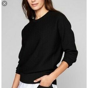 Athleta Black Dolman Honeycomb Wool-Blend Sweater, Size XXS